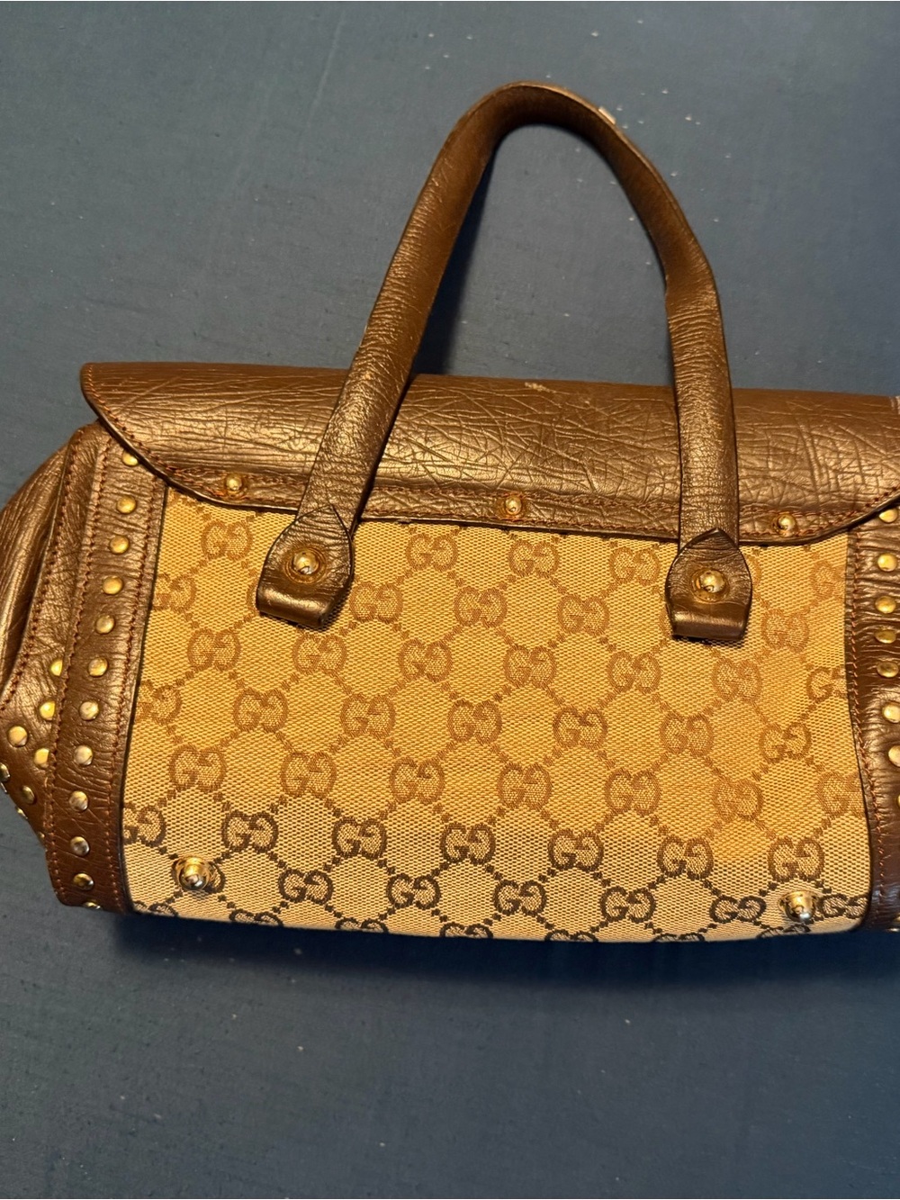 Gucci Brown GG Canvas Satchel with Gold-Tone Hardware - Picture 3 of 7